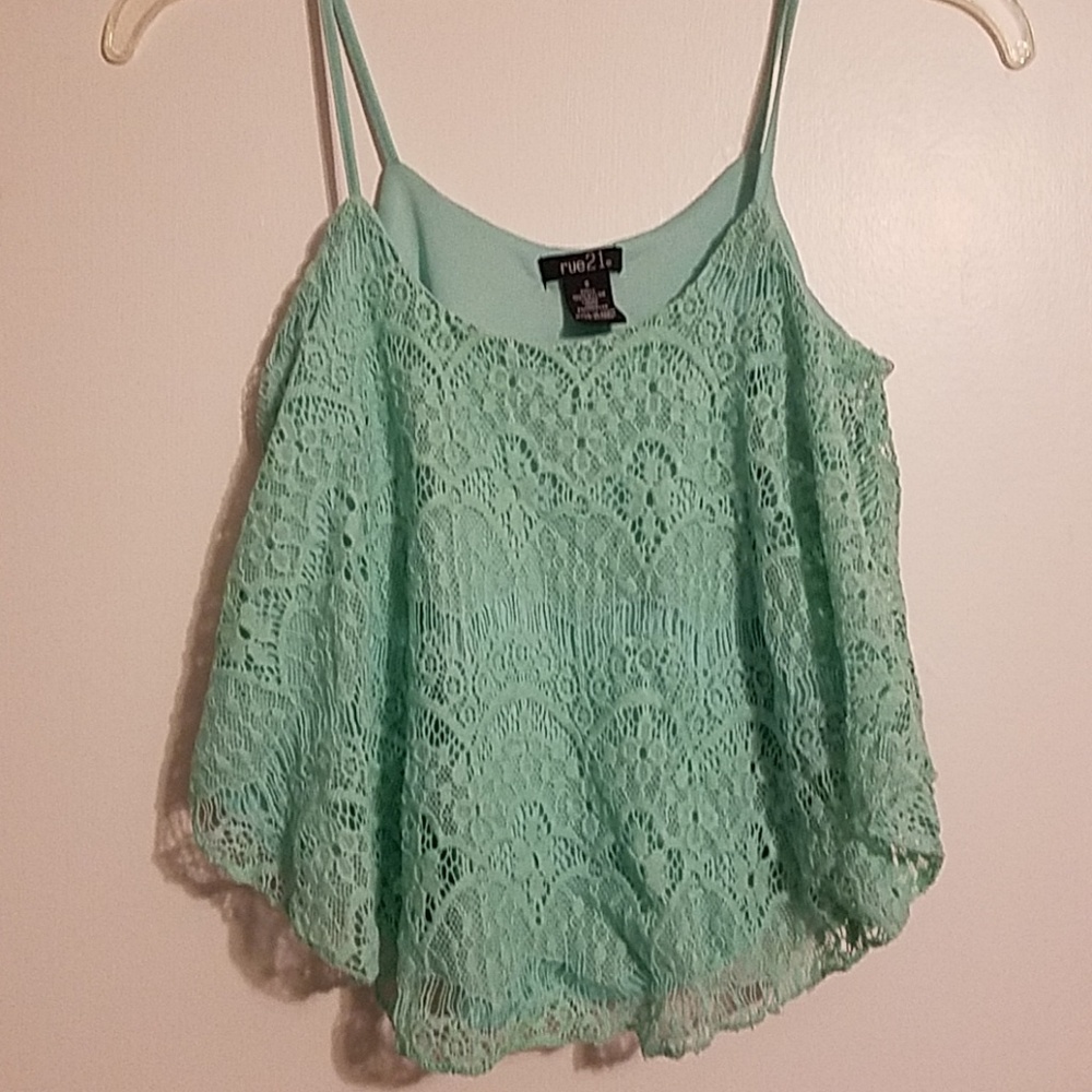 Teal lace crop top